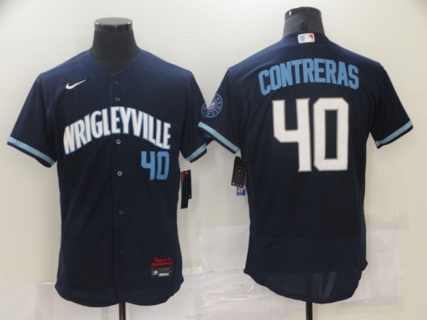 MLB Cubs Wrigleyvill 40 Willson Contreras 2021 City Connect Nike Flexbase Men Jersey