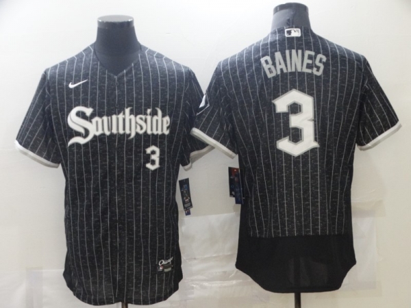 MLB White Sox Southside 3 Harold Baines Black 2021 City Connect Flexbase Men Jersey