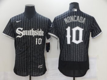 MLB White Sox Southside Black 10 Yoan Moncada 2021 City Connect Flexbase Men Jersey