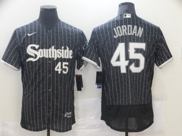 MLB White Sox Southside Black 45 Jordan 2021 New City Connect Flexbase Men Jersey