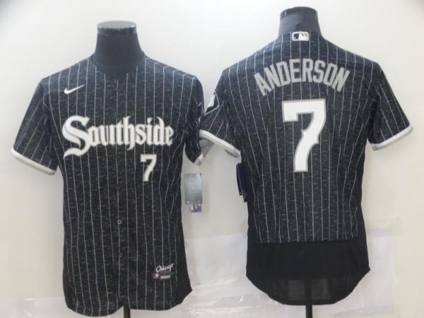 MLB White Sox Southside 7 Tim Anderson Black 2021 City Connect Flexbase Men Jersey