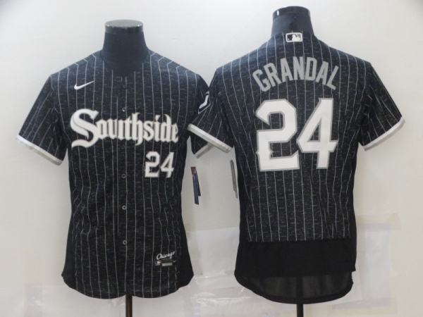 MLB White Sox Southside 24 Yasmani Grandal Black 2021 City Connect Nike Flexbase Men Jersey