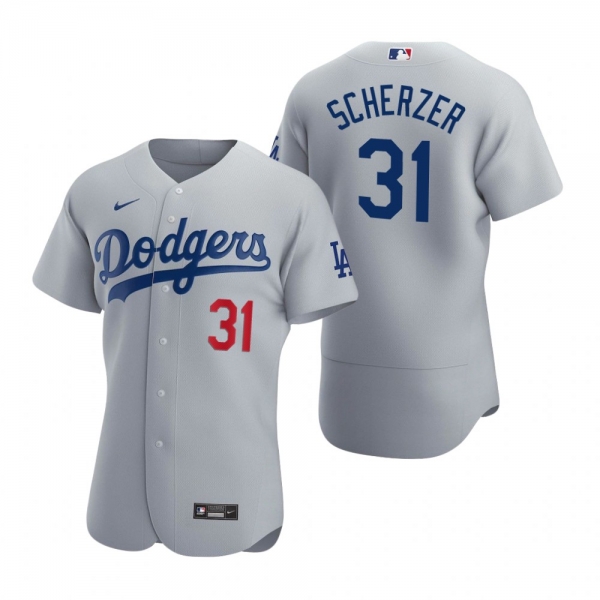 Men's Los Angeles Dodgers Max Scherzer Nike Gray Authentic Alternate Jersey