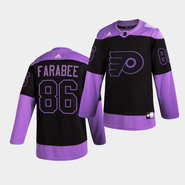 Philadelphia Flyers Joel Farabee HockeyFightsCancer Jersey Purple Authentic