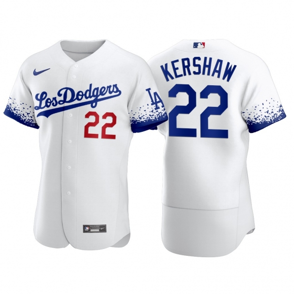 Los Angeles Dodgers Clayton Kershaw 2021 City Connect White #22 Jersey Reverse Rare