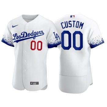 Los Angeles Dodgers Custom 2021 City Connect White #00 Jersey Reverse Rare