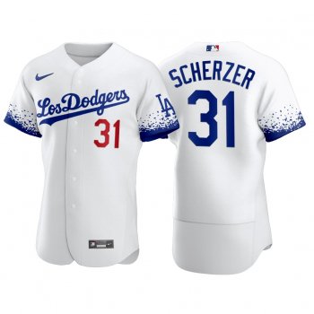 Los Angeles Dodgers Max Scherzer 2021 City Connect White #31 Jersey Reverse Rare