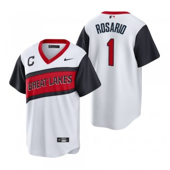 Men's Cleveland Indians Amed Rosario Nike White 2021 Little League Classic Home Replica Jersey