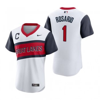 Men's Cleveland Indians Amed Rosario Nike White 2021 Little League Classic Home Authentic Jersey