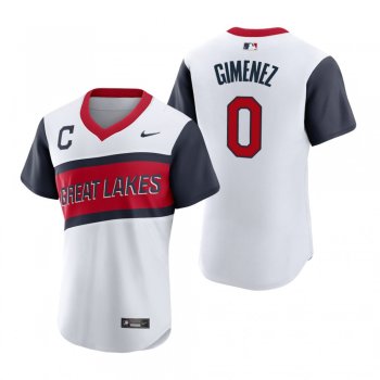 Men's Cleveland Indians Andres Gimenez Nike White 2021 Little League Classic Home Authentic Jersey