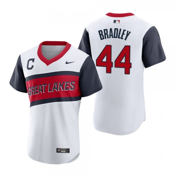 Men's Cleveland Indians Bobby Bradley Nike White 2021 Little League Classic Home Authentic Jersey