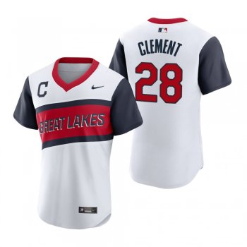 Men's Cleveland Indians Ernie Clement Nike White 2021 Little League Classic Home Authentic Jersey