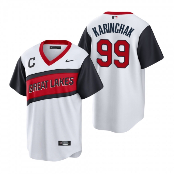 Cleveland Indians James Karinchak Nike White 2021 Little League Classic Home Replica Jersey