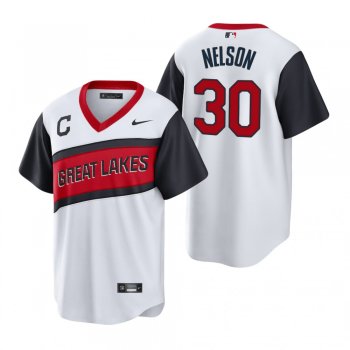 Cleveland Indians Kyle Nelson Nike White 2021 Little League Classic Home Replica Jersey