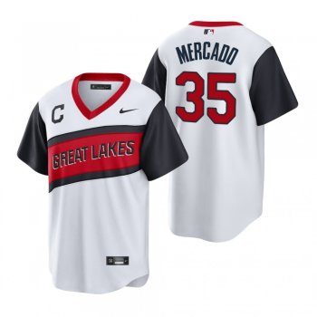 Men's Cleveland Indians Oscar Mercado Nike White 2021 Little League Classic Home Replica Jersey