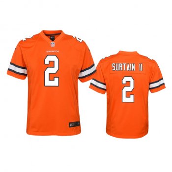 Youth Denver Broncos Patrick Surtain II Orange Color Rush Game Jersey