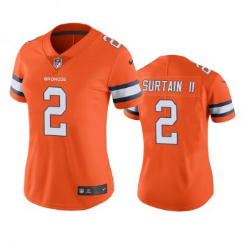 Women's Denver Broncos Patrick Surtain II Orange Color Rush Limited Jersey