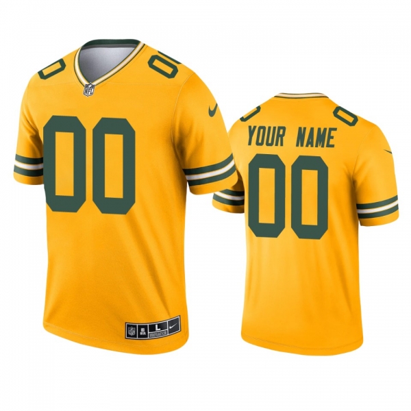 Green Bay Packers Custom Gold 2021 Inverted Legend Jersey