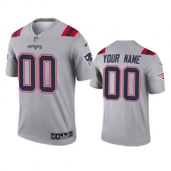 New England Patriots Custom Gray Inverted Legend Jersey