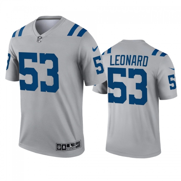 Indianapolis Colts Darius Leonard Gray 2021 Inverted Legend Jersey