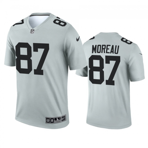 Las Vegas Raiders Foster Moreau Silver 2021 Inverted Legend Jersey