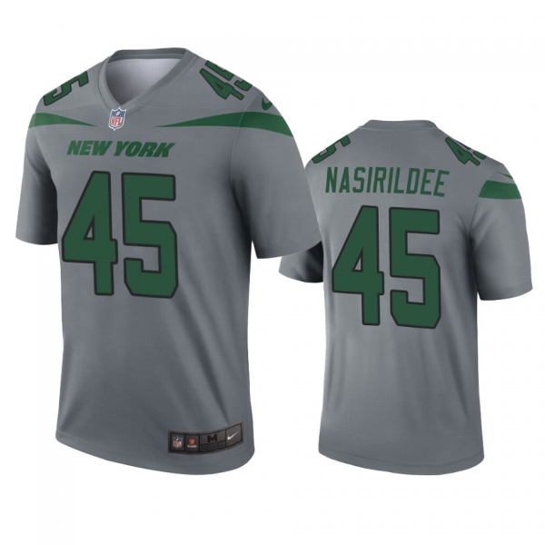 New York Jets Hamsah Nasirildeen Gray Inverted Legend Jersey