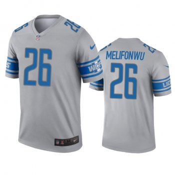 Detroit Lions Ifeatu Melifonwu Gray Inverted Legend Jersey