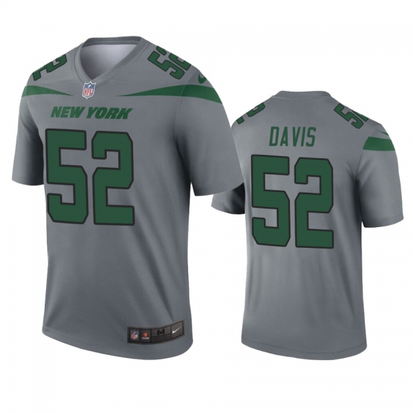 New York Jets Jarrad Davis Gray Inverted Legend Jersey