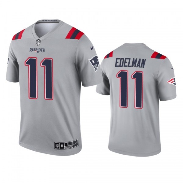 New England Patriots Julian Edelman Gray Inverted Legend Jersey