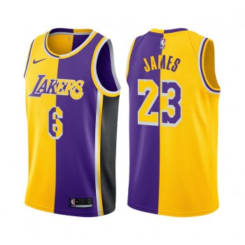 Lakers LeBron James Gold Purple Split Edition Jersey Special Multiple Jersey Numbers