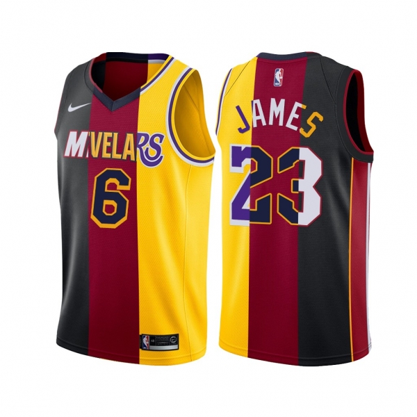 Lakers X Cavaliers X Heat LeBron James Black Multi-Numbers Split Jersey Exclusive Edition