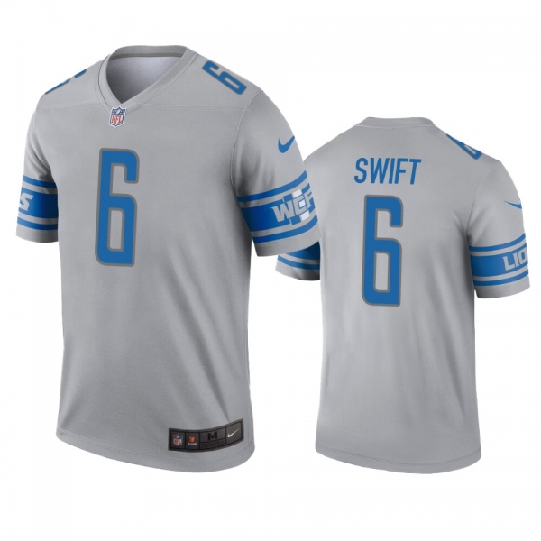 Detroit Lions D'Andre Swift Gray Inverted Legend Jersey