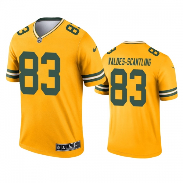 Green Bay Packers Marquez Valdes-Scantling Gold 2021 Inverted Legend Jersey