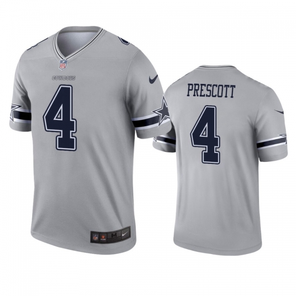 Dallas Cowboys Dak Prescott Gray Inverted Legend Jersey