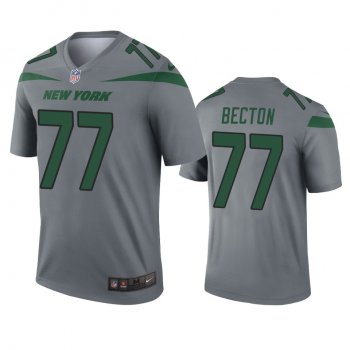 New York Jets Mekhi Becton Gray Inverted Legend Jersey