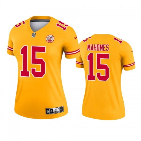 Women's Kansas City Chiefs Patrick Mahomes Gold Inverted Legend Jersey