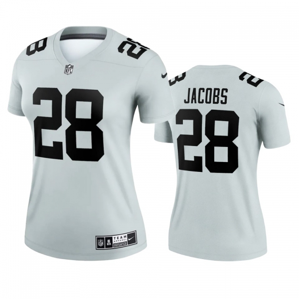 Women's Las Vegas Raiders Josh Jacobs Silver Inverted Legend Jersey