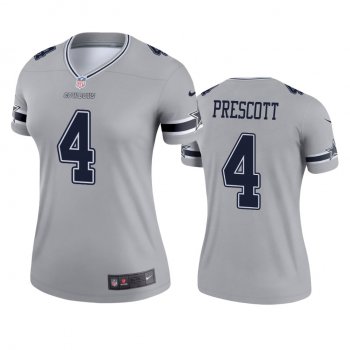 Women's Dallas Cowboys Dak Prescott Silver Inverted Legend Jersey