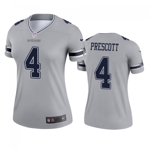 Women's Dallas Cowboys Dak Prescott Silver Inverted Legend Jersey