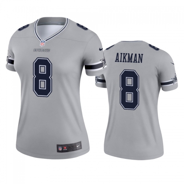 Women's Dallas Cowboys Troy Aikman Silver Inverted Legend Jersey