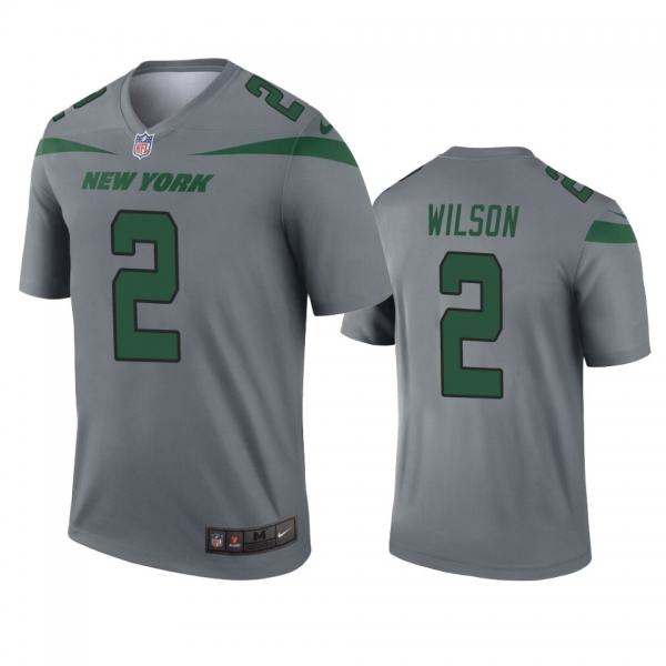 New York Jets Zach Wilson Gray Inverted Legend Jersey