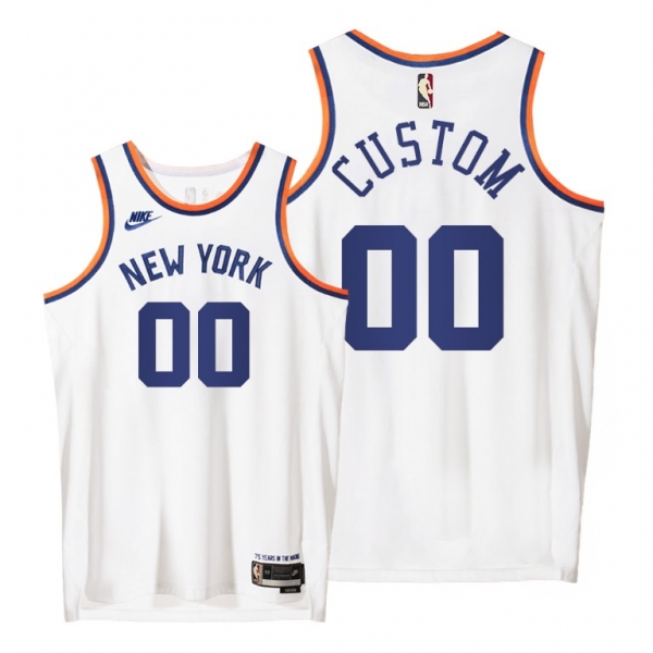 Knicks #00 Custom 2021 Classic Edition White Jersey Origins 75th anniversary