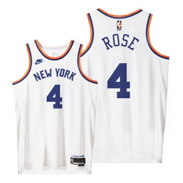 Knicks #4 Derrick Rose 2021 Classic Edition White Jersey Origins 75th anniversary