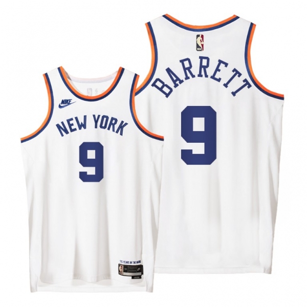 Knicks #9 RJ Barrett 2021 Classic Edition White Jersey Origins 75th anniversary