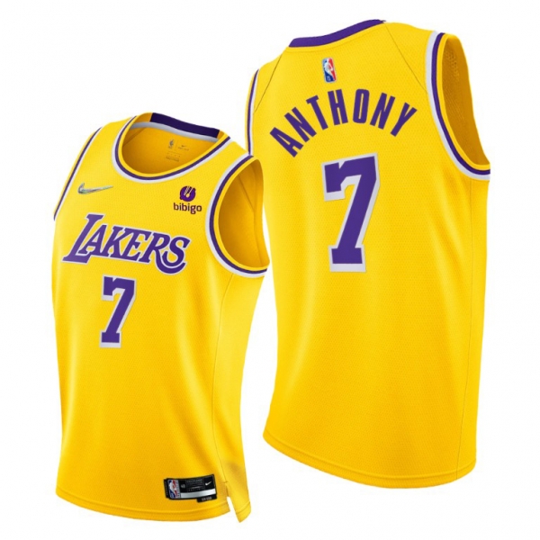 Lakers #7 Carmelo Anthony 2021-22 75th Diamond Anniversary Gold Jersey Icon Edition