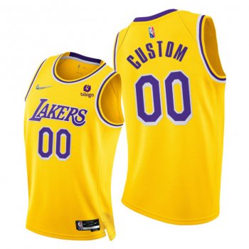 Lakers #00 Custom 2021-22 75th Diamond Anniversary Gold Jersey Icon Edition