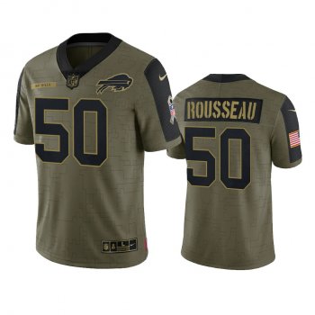 Buffalo Bills Gregory Rousseau Olive 2021 Salute To Service Limited Jersey