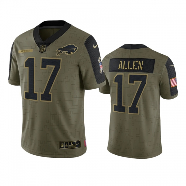 Buffalo Bills Josh Allen Olive 2021 Salute To Service Limited Jersey