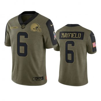 Cleveland Browns Baker Mayfield Olive 2021 Salute To Service Limited Jersey