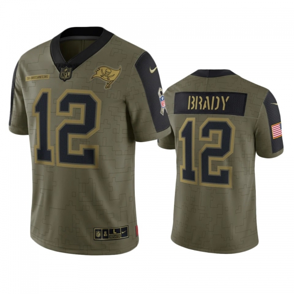 Tampa Bay Buccaneers Tom Brady Olive 2021 Salute To Service Limited Jersey